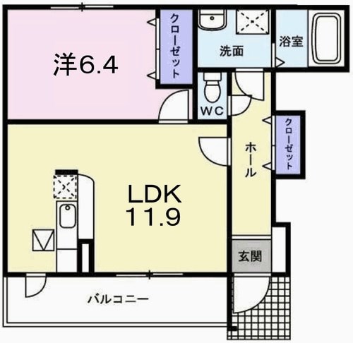 姫路市別所町北宿のアパートの間取り