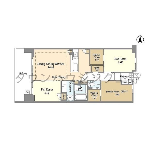 荒川区町屋のマンションの間取り