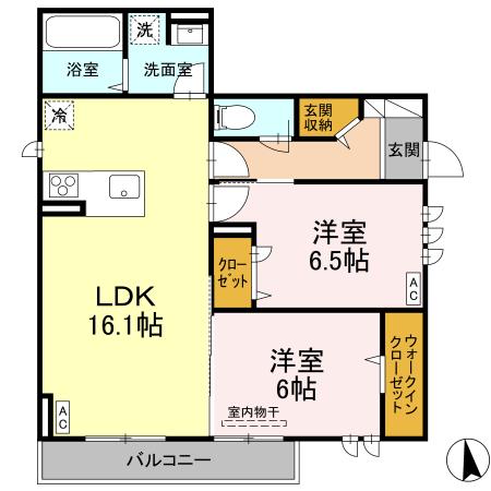 福山市木之庄町のアパートの間取り