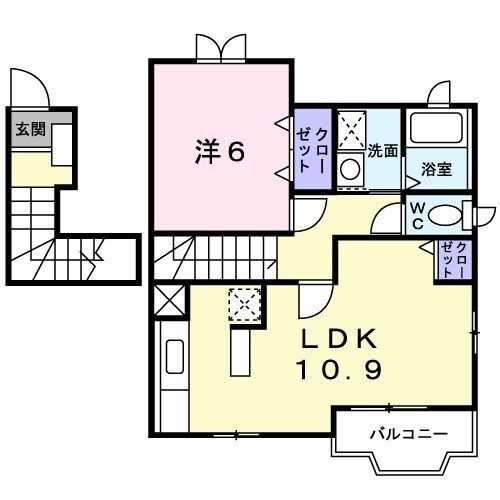 大和高田市大字築山のアパートの間取り