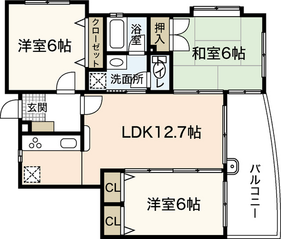 広島市西区己斐上のマンションの間取り