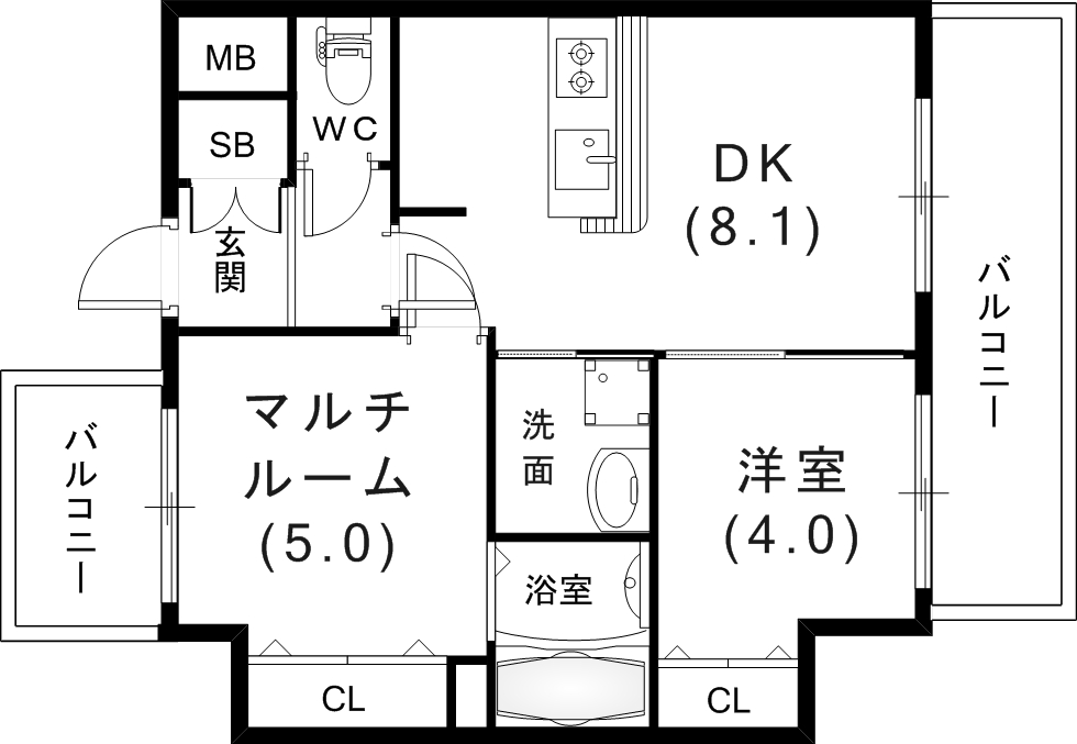 エステムプラザ神戸三宮ルクシアの間取り