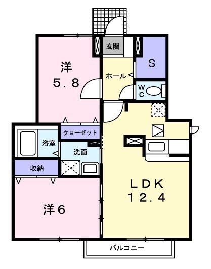 松阪市小黒田町のアパートの間取り