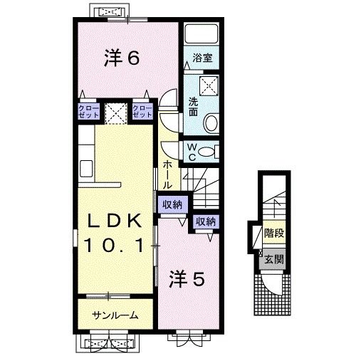 加茂市千刈のアパートの間取り