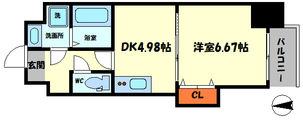 大阪市浪速区恵美須西のマンションの間取り