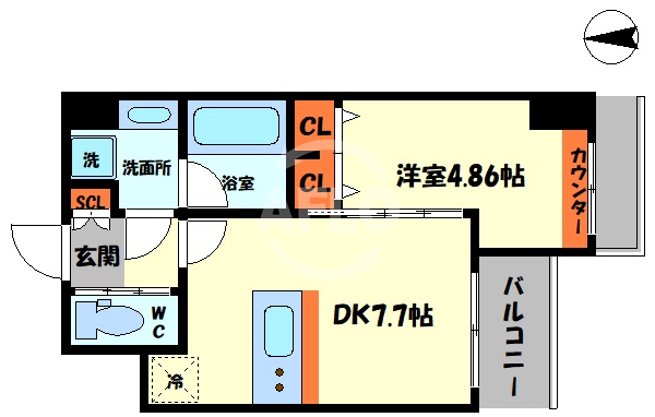 大阪市浪速区稲荷のマンションの間取り