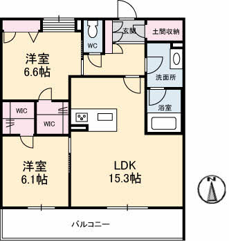 山口市小郡令和のマンションの間取り