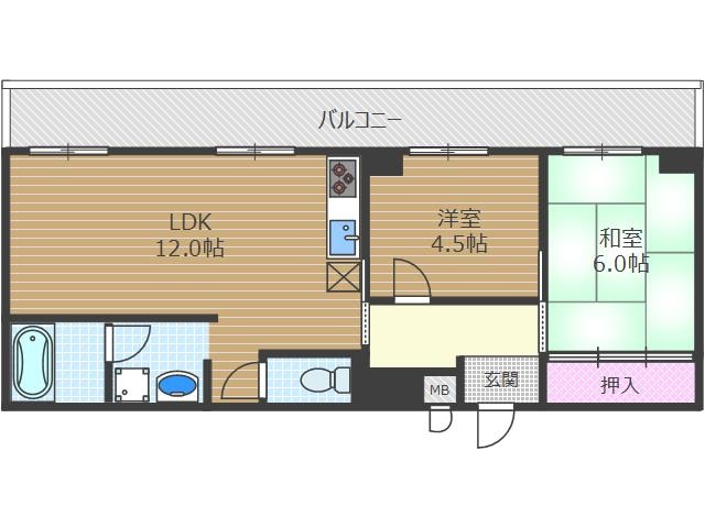 茨木市五十鈴町のマンションの間取り