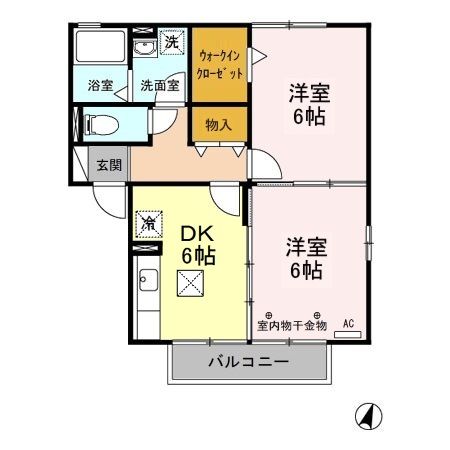 大田原市中田原のアパートの間取り