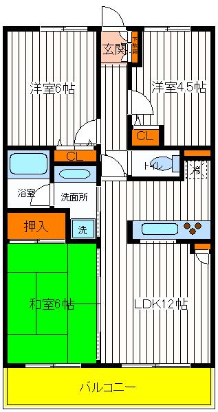 福生市大字熊川のマンションの間取り