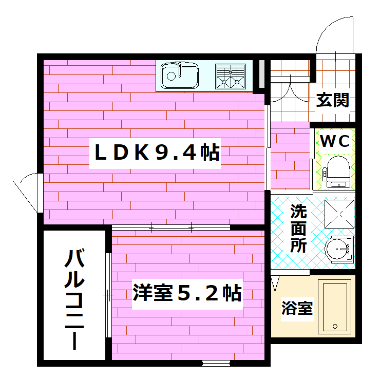 広島市安芸区船越のアパートの間取り