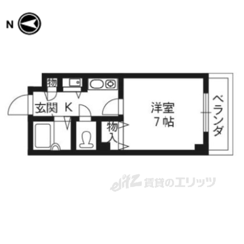 京都市中京区西ノ京月輪町のマンションの間取り