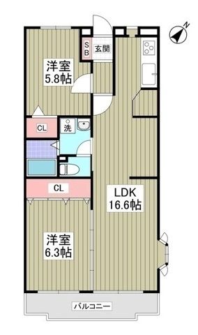 【牛久市上柏田のマンションの間取り】