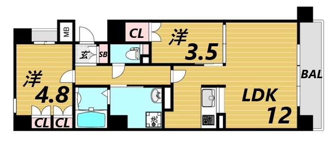 姫路市呉服町のマンションの間取り