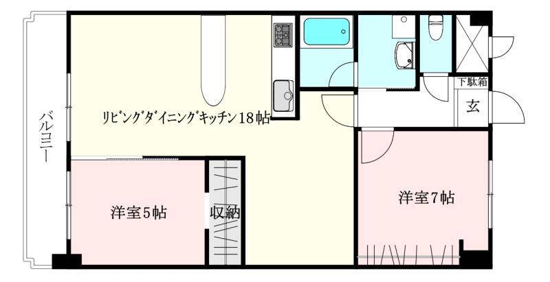 松山市竹原のマンションの間取り