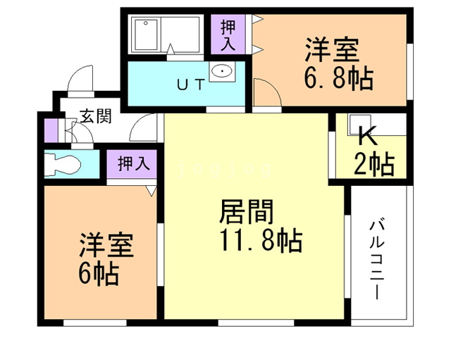 札幌市豊平区月寒西一条のマンションの間取り