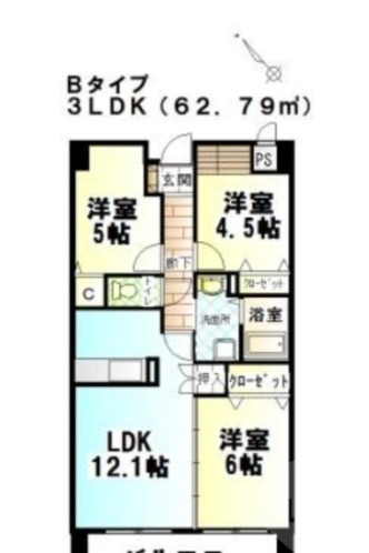 大阪市東淀川区豊新のマンションの間取り