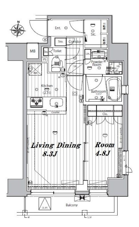 【大田区千鳥のマンションの間取り】