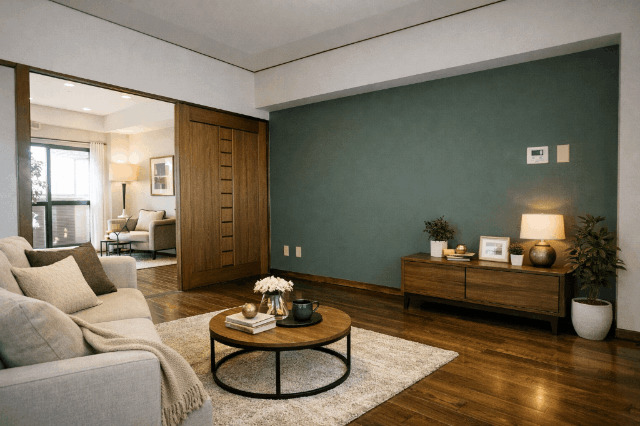 居室・リビング　家具はＡＩ生成しています。