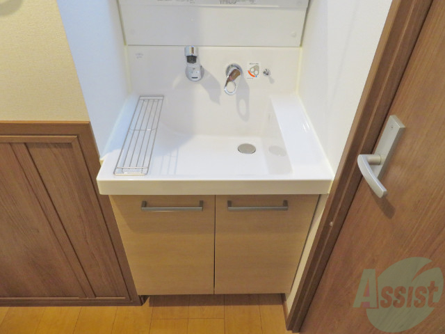 洗面設備　シャワーヘッド付き独立洗面台も付いております