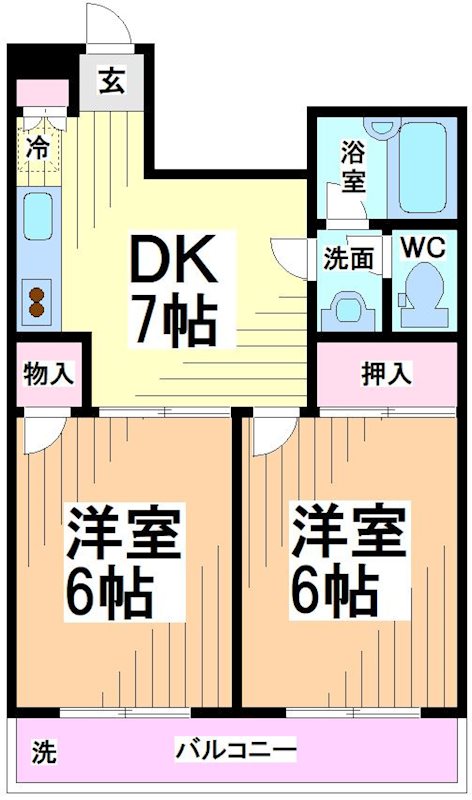 京王新線 初台駅 徒歩10分 3階建 築38年の間取り写真