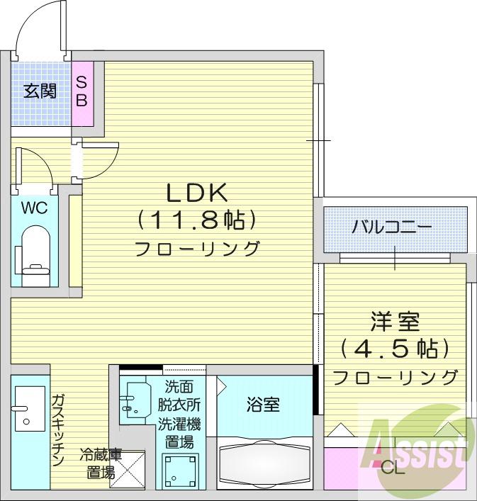 地下鉄東西線 西１１丁目駅 徒歩9分 5階建 築9年の間取り写真