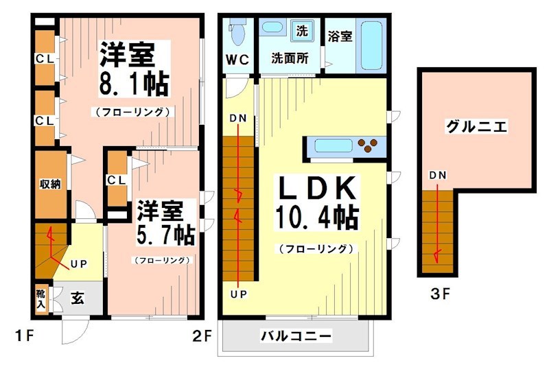 京王線 上北沢駅 徒歩5分 3階建 築8年の間取り写真