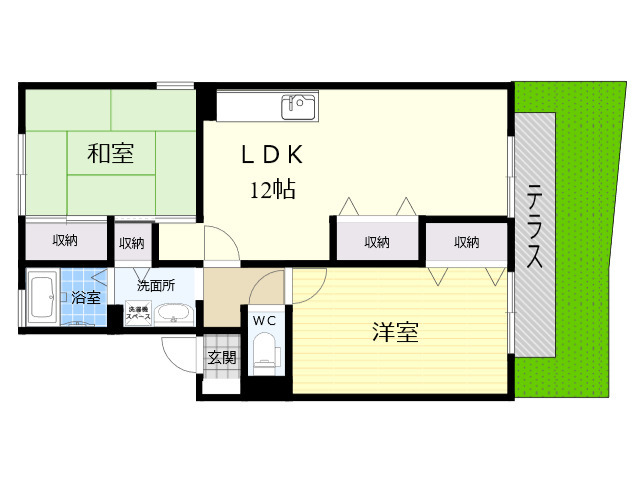 近鉄生駒線 南生駒駅 徒歩3分 2階建 築28年の間取り写真