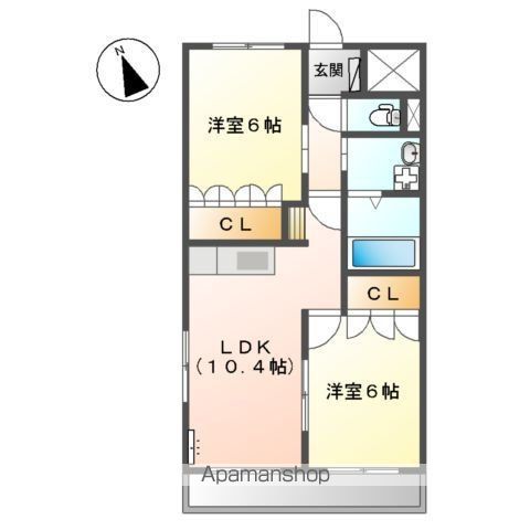 ＪＲ関西本線 蟹江駅 徒歩38分 2階建 築21年の間取り写真