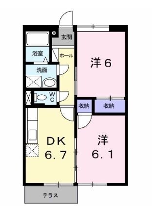 岡山市東区鉄のアパートの間取り