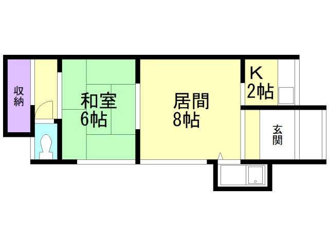 函館市船見町のアパートの間取り