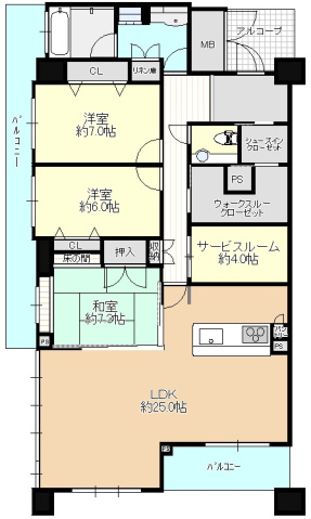 広島ガーデンシティ白島城北ウエストタワーの間取り