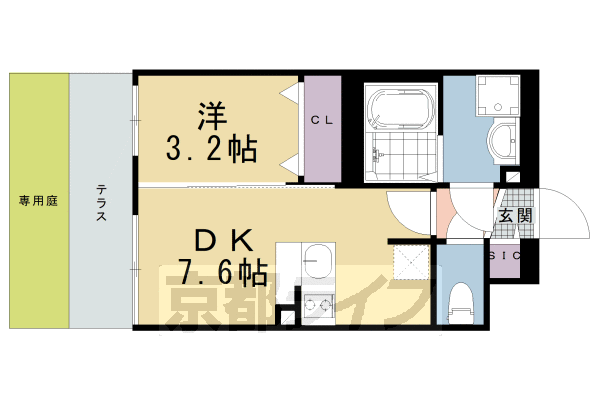 京都市南区東九条北河原町のマンションの間取り