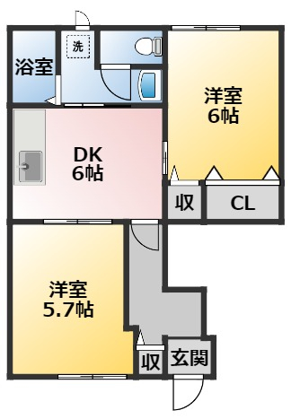 碧南市日進町のアパートの間取り