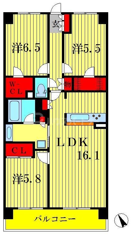 クレストフォルム柏サウスウィングの間取り