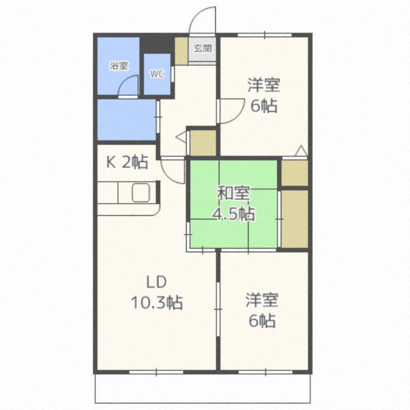 札幌市南区常盤三条のマンションの間取り