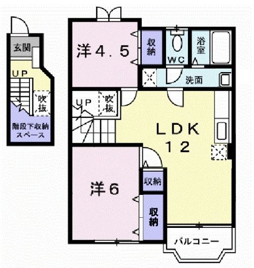 郡山市喜久田町堀之内のアパートの間取り