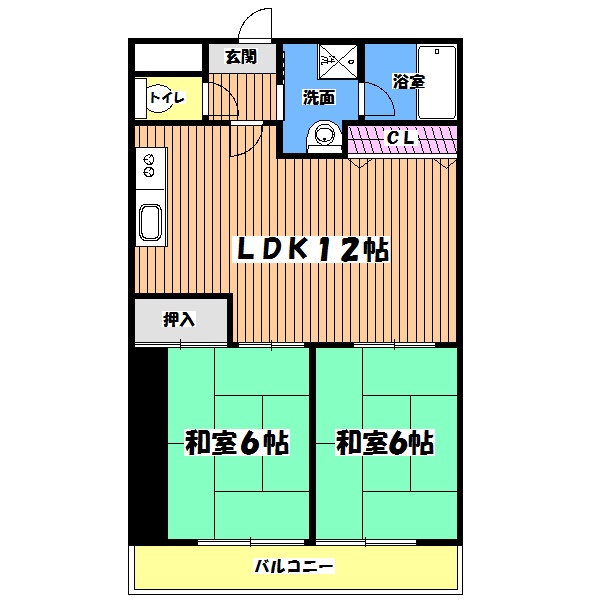 青梅市師岡町のマンションの間取り