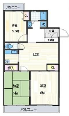 草加市中根のマンションの間取り