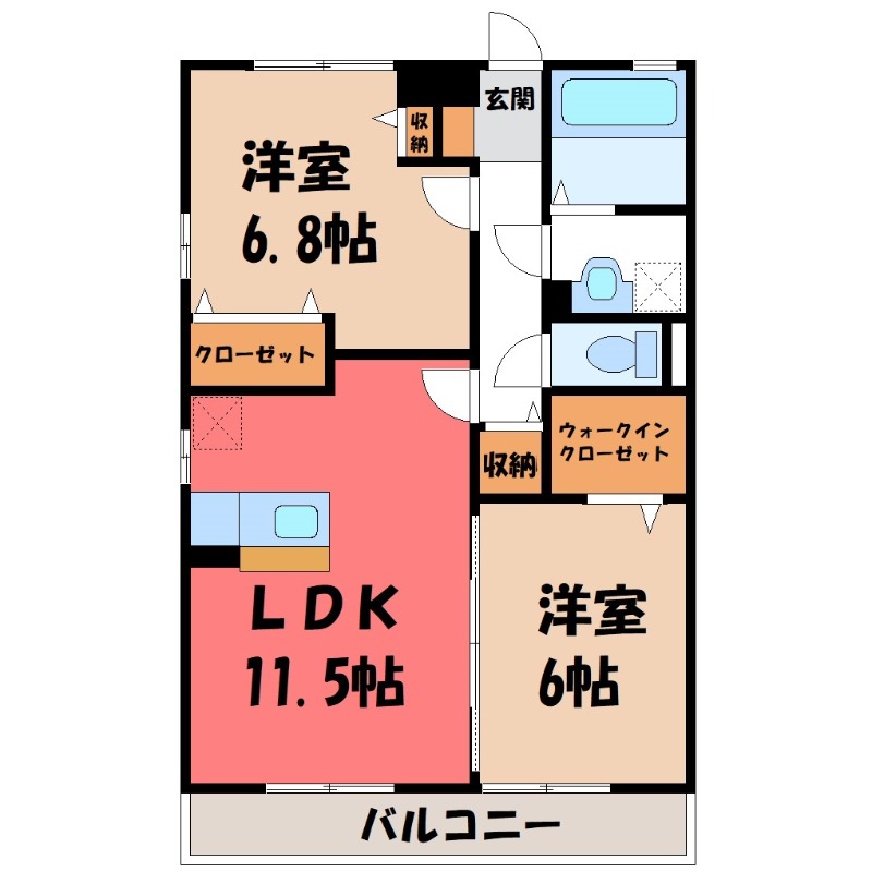 熊谷市上之のアパートの間取り