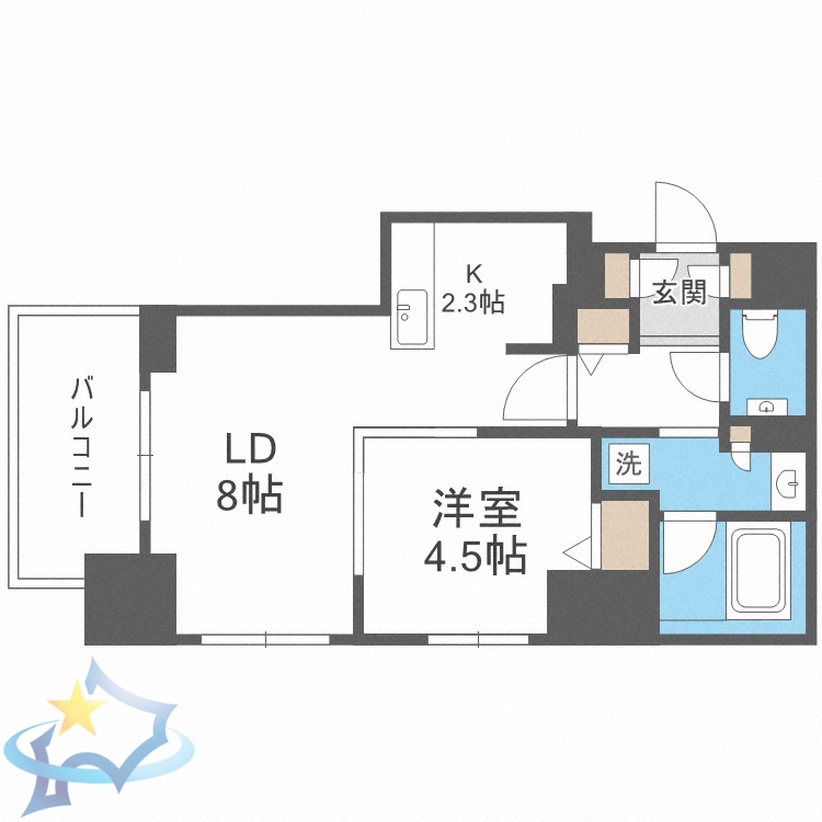 札幌市中央区南七条西のマンションの間取り