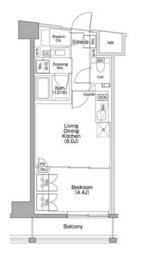 渋谷区代々木のマンションの間取り