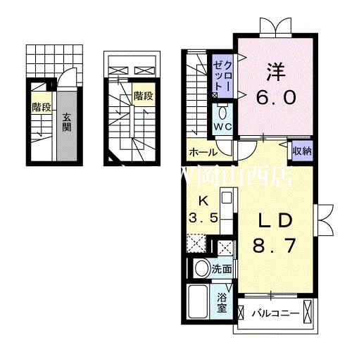 岡山市南区藤田のアパートの間取り