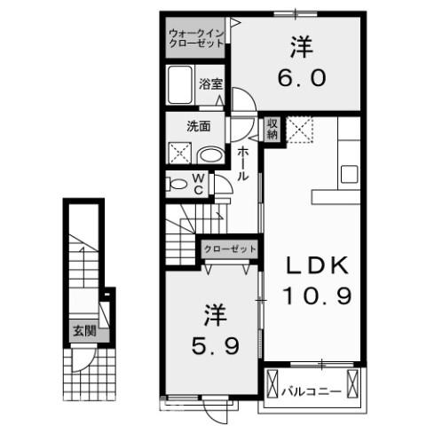 【高崎市吉井町吉井のアパートの間取り】