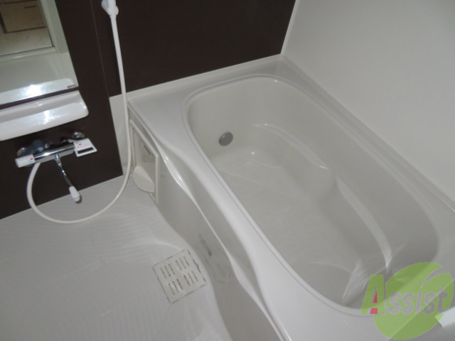 バス・シャワールーム　バスルームは狭すぎず、シャワーも浴びやすそうです。