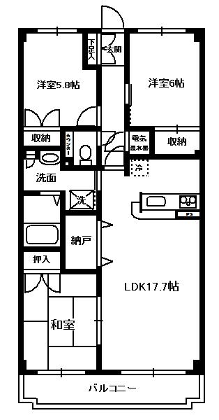 3LDK Mansion in Kohoku-ku, Yokohama, Kanagawa — photo 2 of 3