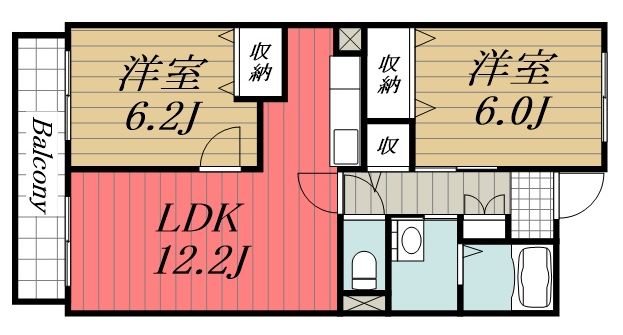 ＪＲ東金線 東金駅 徒歩14分 3階建 築26年の間取り写真