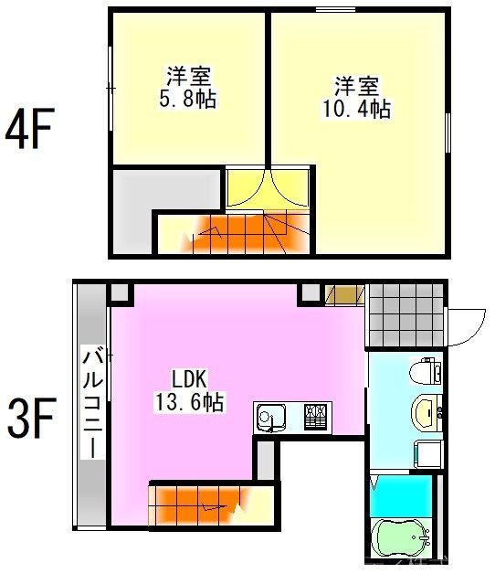 ＪＲ総武線 東船橋駅 徒歩2分 4階建 築5年の間取り写真