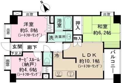 ＪＲ総武線 三鷹駅 徒歩4分 13階建 築30年の間取り写真