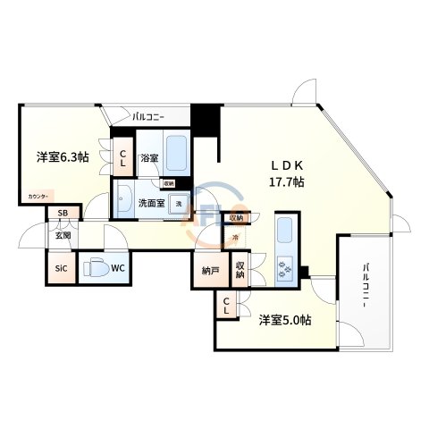 ブランズタワー大阪本町の間取り写真